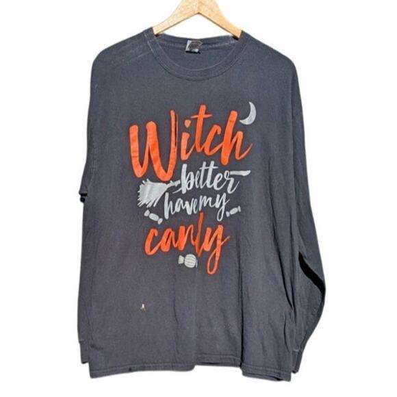 Long sleeve funny Halloween shirt black crew neck size xl fall witch witchy - Picture 1 of 4